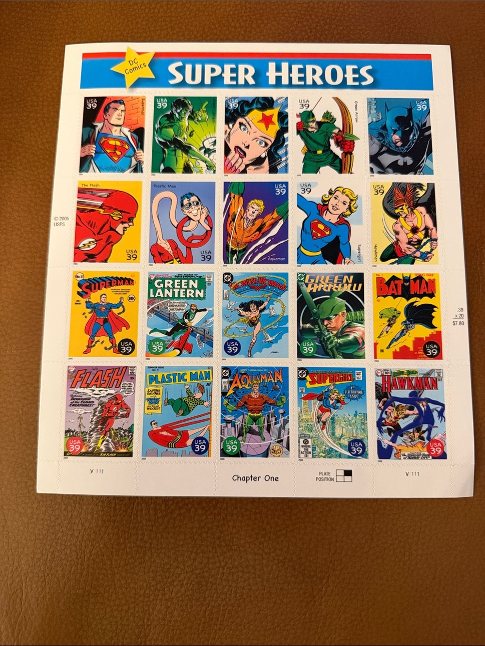 DC Comics Super Heroes Stamp Sheet 2005